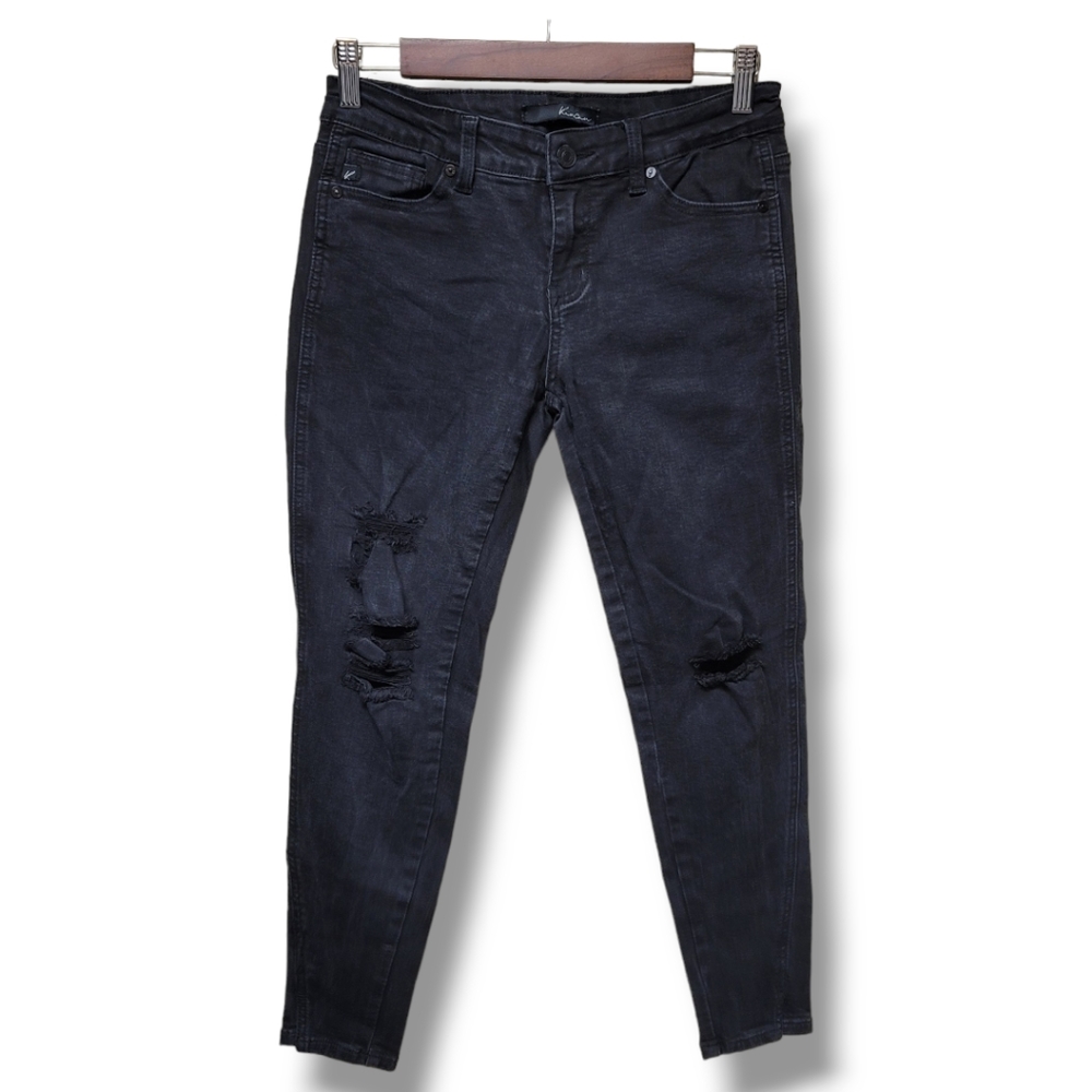 KanCan Stretch Distressed Jeans, W9 28, Black